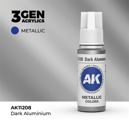 AK11208 Akryl maling, 17 ml, dark aluminium - metallic